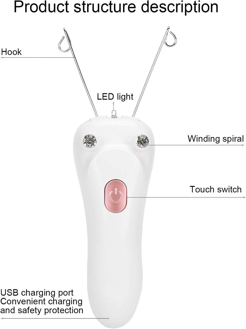 Sunicon Ladies Facial Hair Remover, Electric Facial Hair Remover for Women USB Rechargeable Thread Epilator Cotton Threading Hair Removal with Cotton Thread and Pearl Powder for Face Arms Legs(Pinks) - Image 3